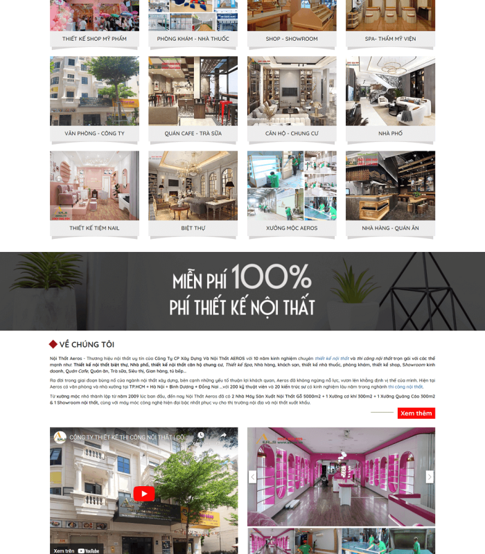Trang web thiết kế và thi công nội thất ấn tượng, nổi bật