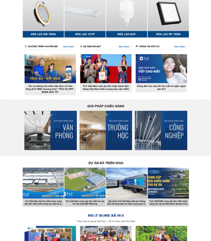 Giao diện website thiết bị điện chuyên nghiệp đẹp mắt