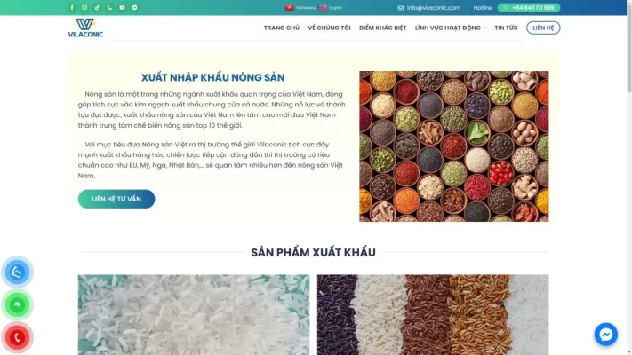 Trang website về Nông sản đẹp mắt, website công ty xuất khẩu nông sản đa ngành đẹp mắt
