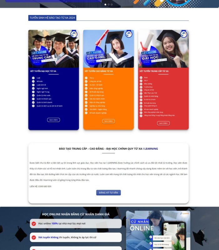 Thiết kế website tuyển sinh hệ đào tạo từ xa