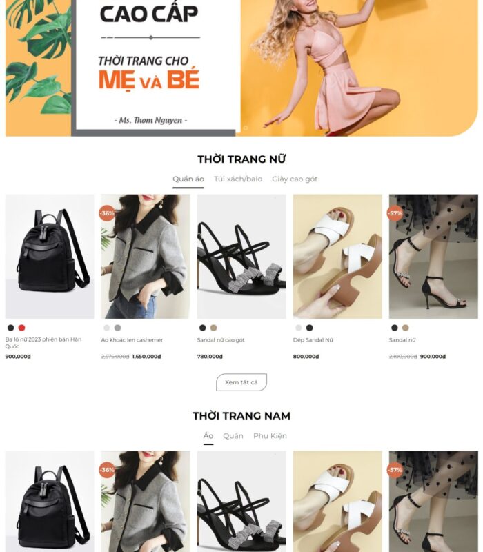 Mẫu thiết kế web bán quần áo thời trang online