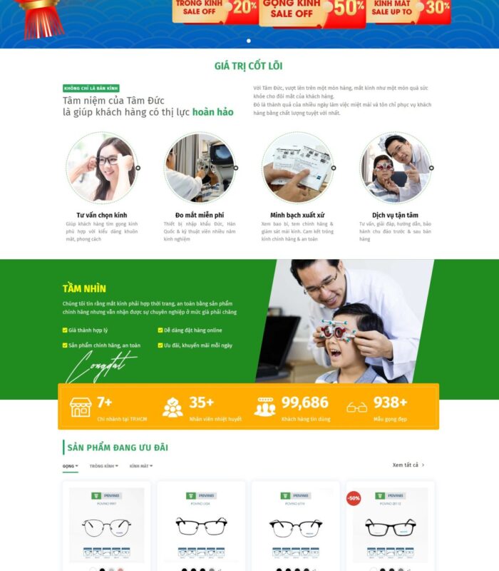 Thiết kế website bán kính cận, kính mắt thời trang
