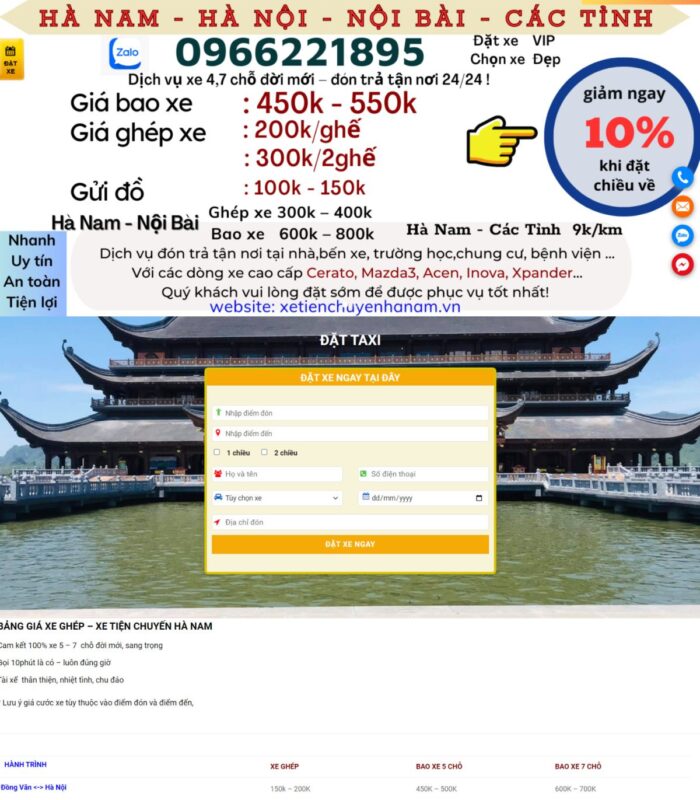 Thiết kế website xe tiện chuyến, xe ghép , xe taxi