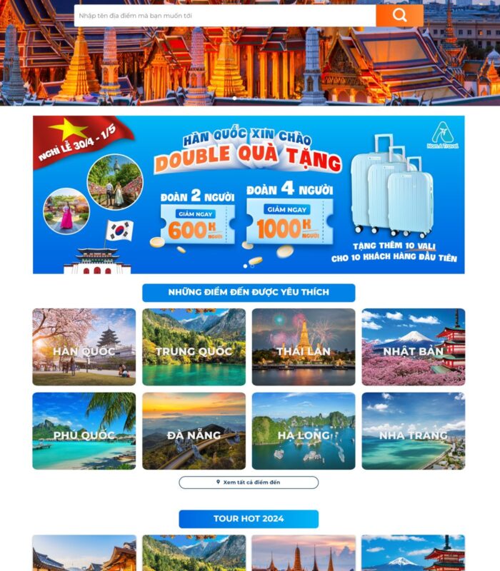 Thiết kế website du lịch giao diện hiện đại