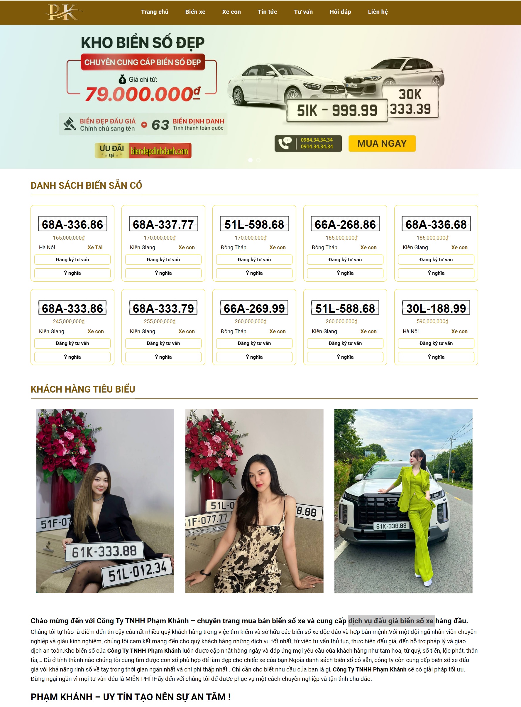 Thiết kế website mua bán, đấu giá biển số xe