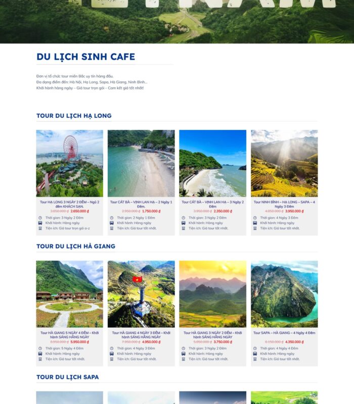 Thiết kế website du lịch chuyên nghiệp độc đáo, thu hút khách hàng