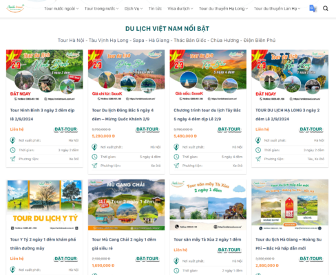Trang web về du lịch đẹp mắt trên nền tảng chuẩn seo google