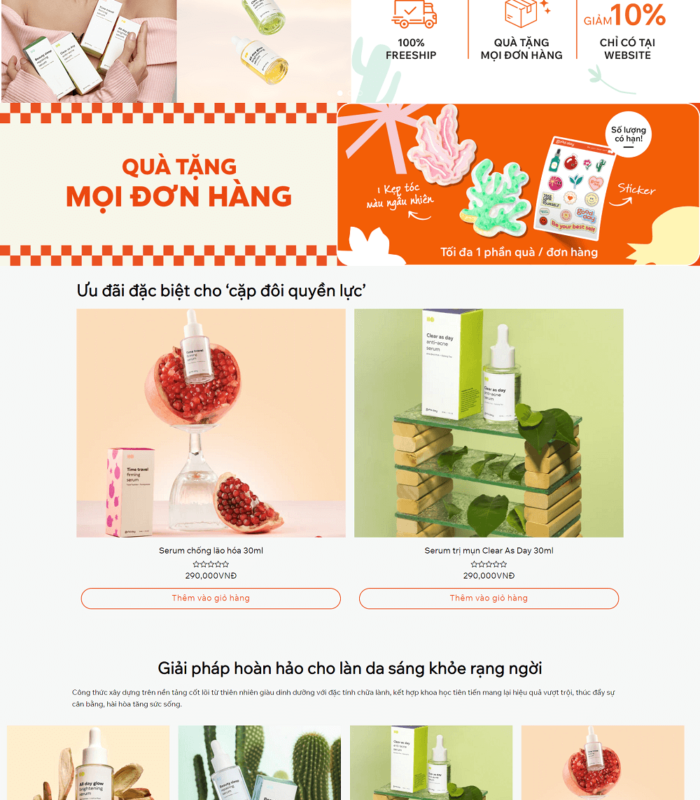 Mẫu giao diện web mỹ phẩm trình bày đẹp, bắt mắt