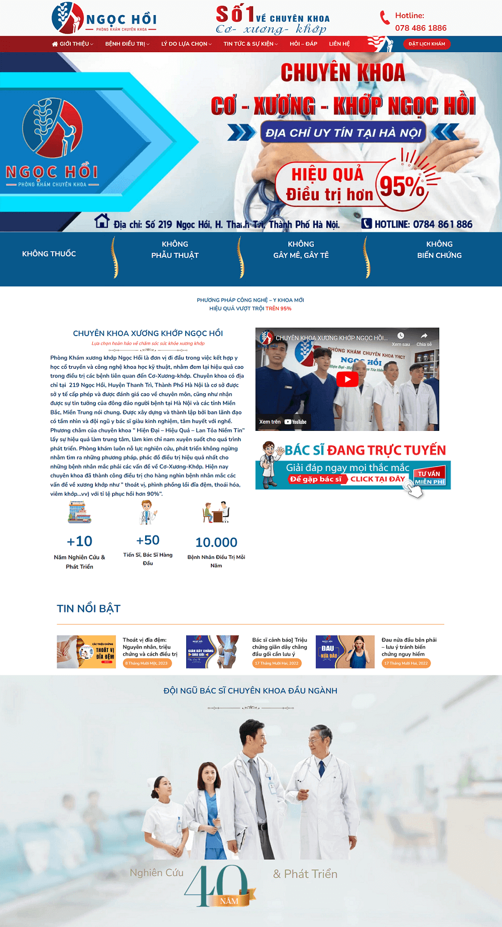 Giao diện website phòng khám chuyên khoa chuyên nghiệp