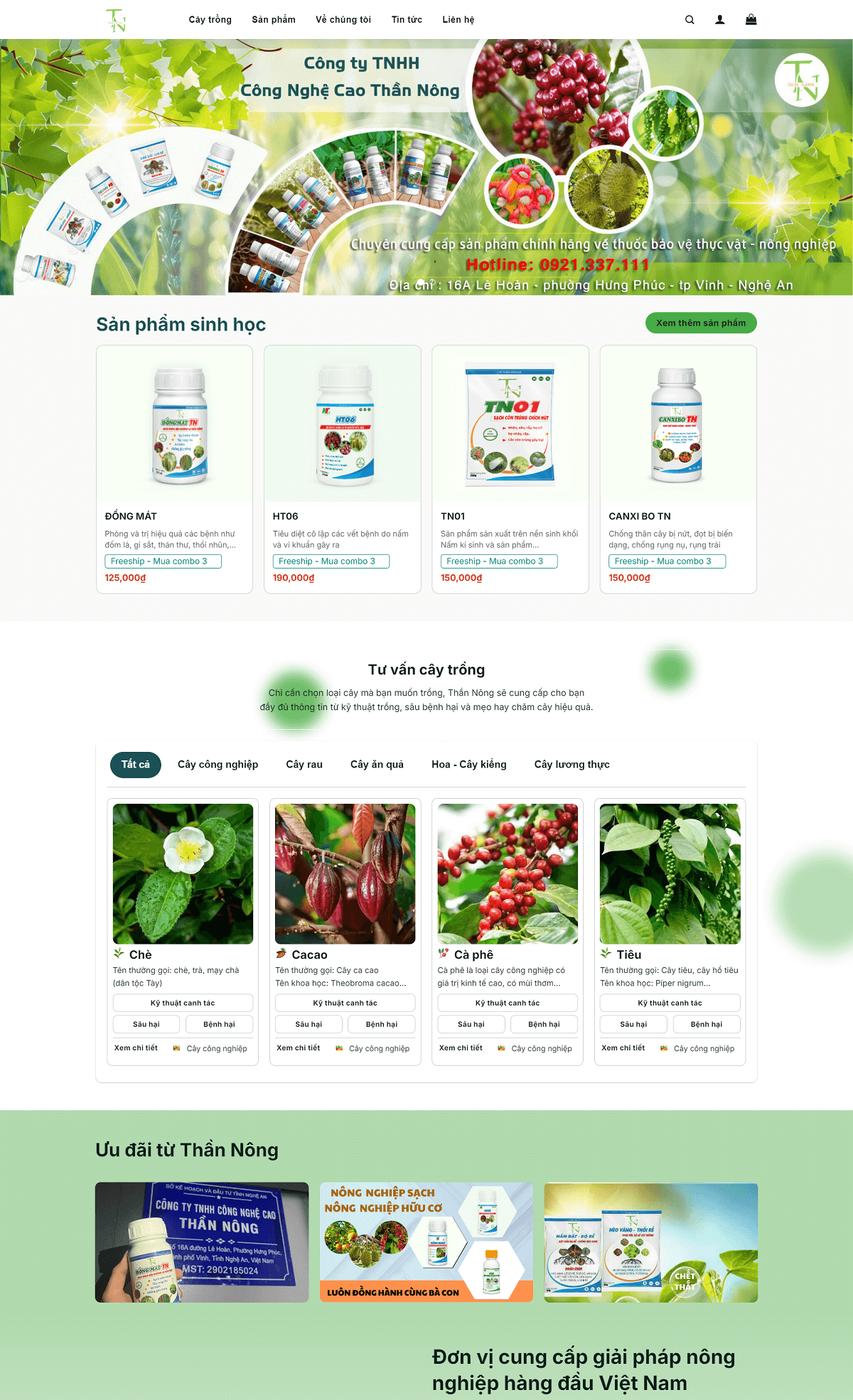 Giao diện website thuốc bảo vệ thực vật nông nghiệp