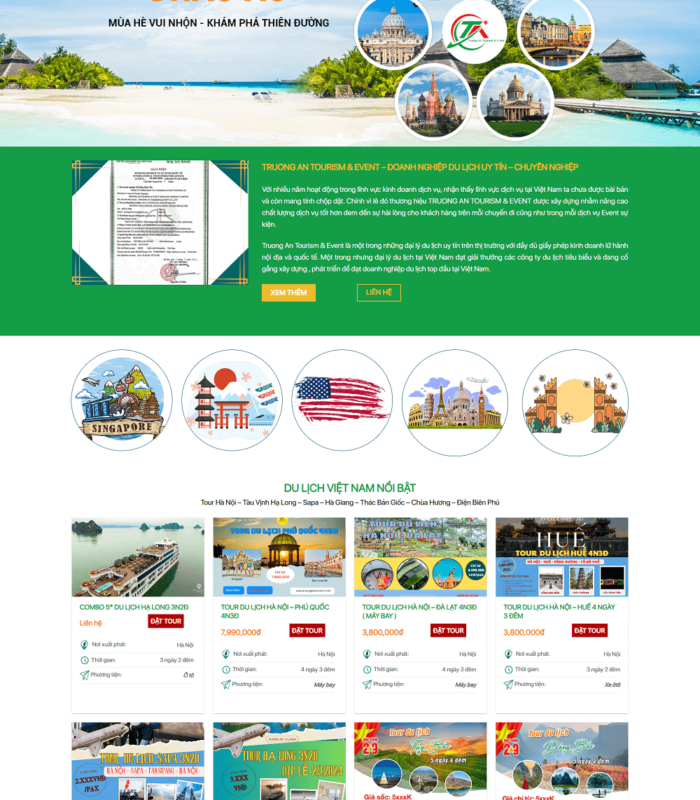 Thiết kế website du lịch lữ hành chuyên nghiệp, thu hút