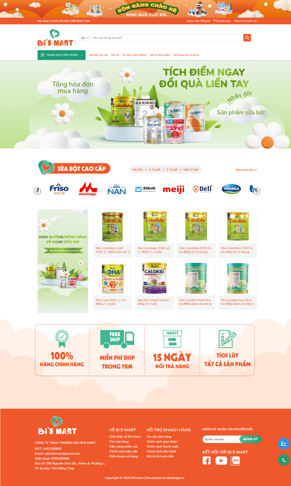 Mẫu giao diện website đồ dùng cho bé trình bày đẹp mắt