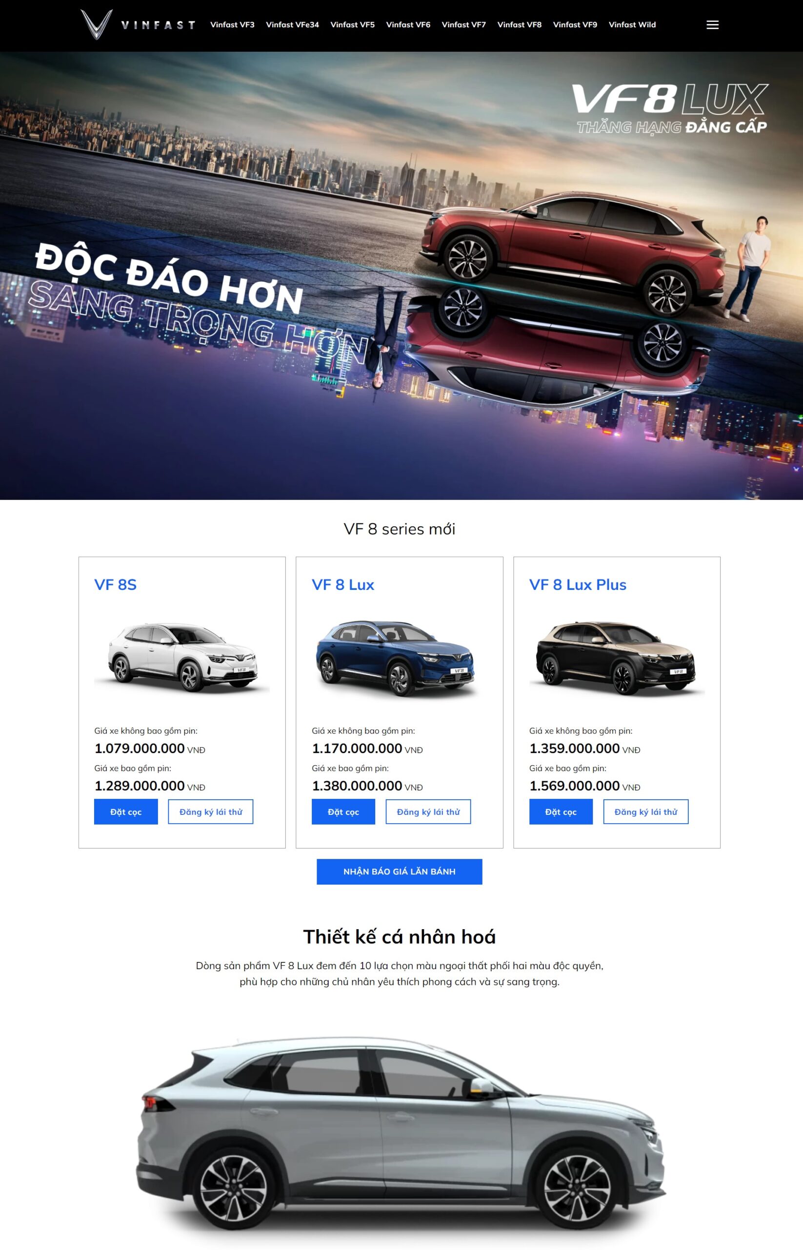 Thiết kế website bán xe ô tô Vinfast đẹp