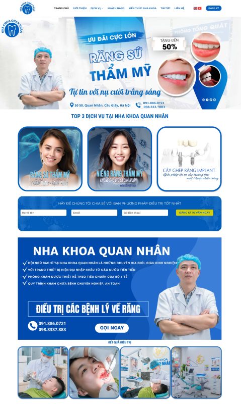 Thiết kế website phòng khám nha khoa thẩm mỹ