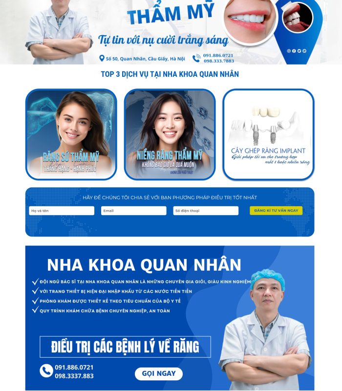 Thiết kế website phòng khám nha khoa thẩm mỹ