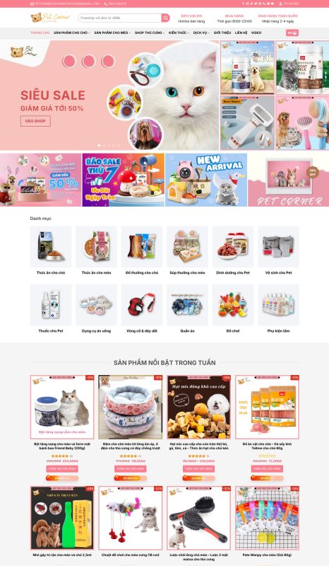 Thiết kế website bán phụ kiện, thức ăn thú cưng