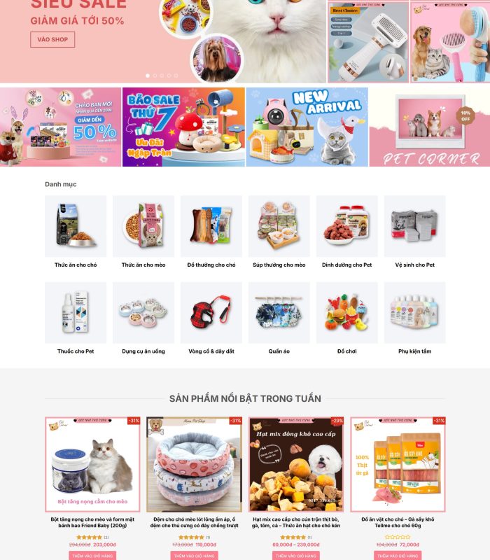Thiết kế website bán phụ kiện, thức ăn thú cưng