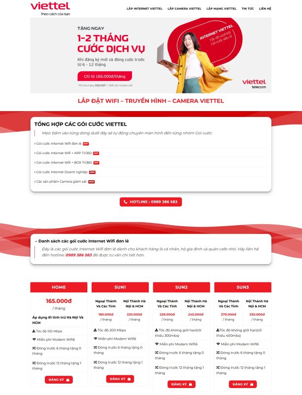 Giao diện website dịch vụ lắp mạng internet viettel Giao diện website dịch vụ lắp mạng internet viettel