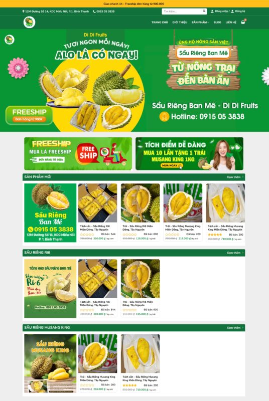 Mẫu giao diện website bán hoa quả sạch Mẫu giao diện website bán hoa quả sạch