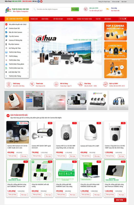 Giao diện website bán camera, thiết bị giám sát Giao diện website bán camera, thiết bị giám sát