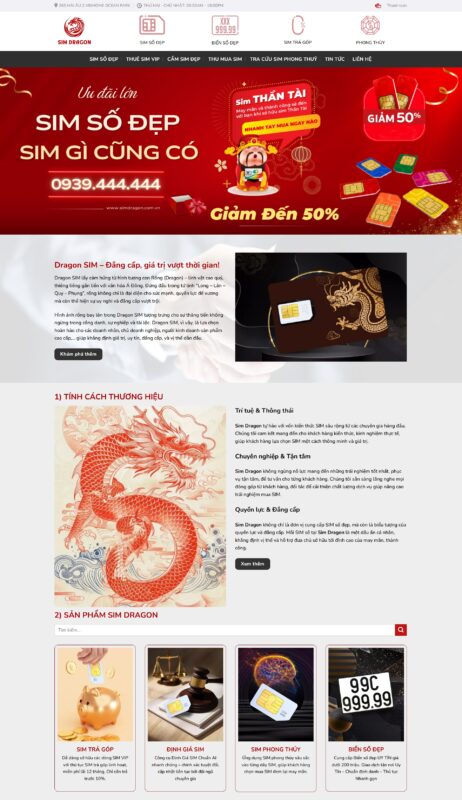 Thiết kế website mua bán sim số đẹp, sim phong thủy Thiết kế website mua bán sim số đẹp, sim phong thủy