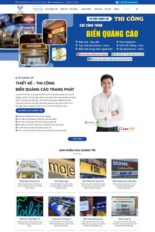 Giao diện website thiết kế, thi công biển hiệu quảng cáo Giao diện website thiết kế, thi công biển hiệu quảng cáo