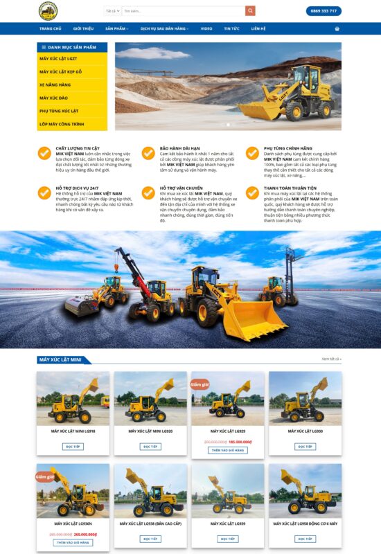 Thiết kế website mua bán máy xúc lật Thiết kế website mua bán máy xúc lật