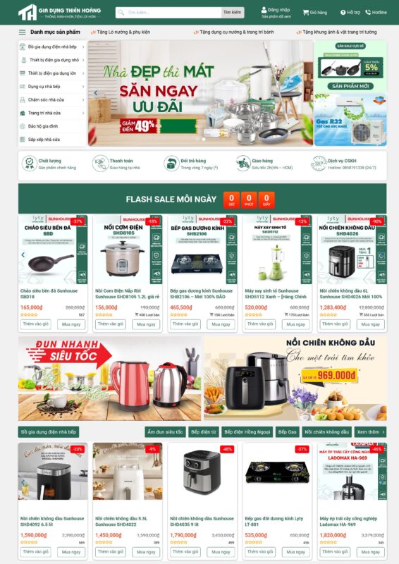 Mẫu giao diện website đồ gia dụng đẹp mắt, hiện đại Mẫu giao diện website đồ gia dụng đẹp mắt, hiện đại