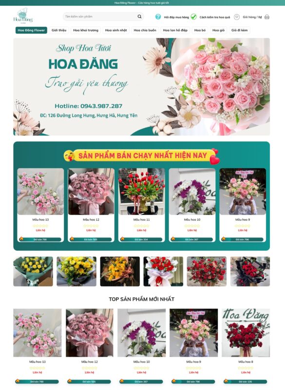 Mẫu thiết kế giao diện website shop hoa tươi đẹp mắt Mẫu thiết kế giao diện website shop hoa tươi đẹp mắt