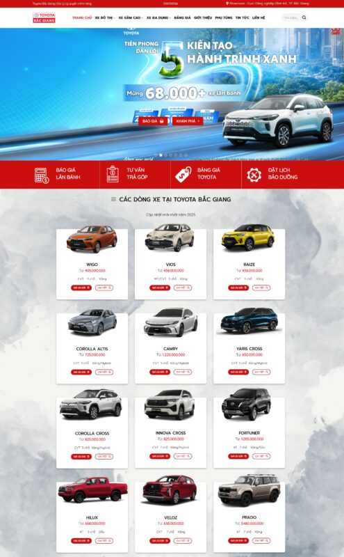 Mẫu website bán ô Tô Toyota Mẫu website bán ô Tô Toyota
